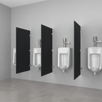 Hadrian Solutions 24" x 48" Black Phenolic Urinal Partition