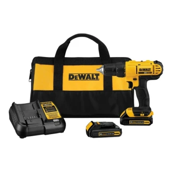 DeWalt 20V MAX 1/2" Variable Speed Compact Cordless Drill Driver Kit with 2 Rechargeable 1.3 Ah Lithium-Ion Batteries, 1 Charger, and 1 Storage Bag DCD771C2