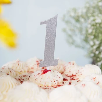 Creative Converting 324543 Silver Glitter "1" Cake Topper - 12/Case