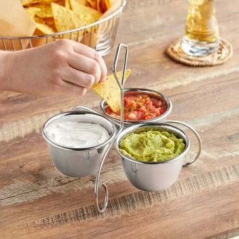 Choice 10 oz. Stainless Steel 3 Bowl Server / Caddy