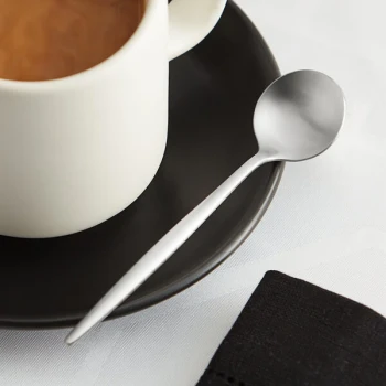 Acopa Odin 5 1/8" 18/8 Brushed Stainless Steel Extra Heavy Weight Forged Demitasse Spoon - 12/Case