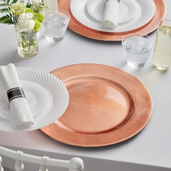 Choice 13" Round Rose Gold / Copper Smooth Rim Plastic Charger Plate - 12/Case