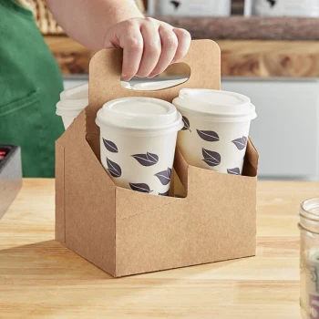 Choice 4-Cup 12-24 oz. Drink Carrier with Handle - 25/Pack