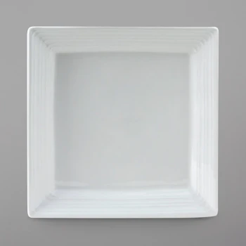 Tuxton FPH-0965 Pacifica 9 3/4" Square Bright White Embossed China Plate - 12/Case