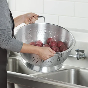 Carlisle 60279 Signature Select Dura-Ware 11 Qt. Aluminum Colander with Base and Handles