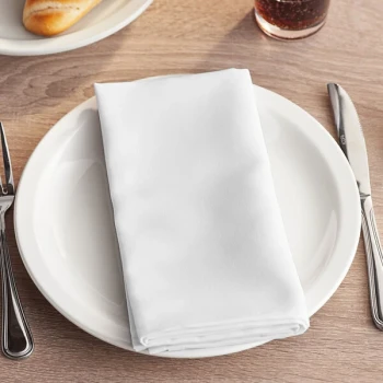 Choice 18" x 18" White 100% Spun Polyester Hemmed Cloth Napkins - 12/Pack