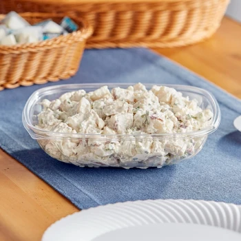 Visions 48 oz. Clear PET Plastic Square Wide Catering / Serving Bowl - 150/Case