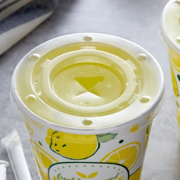 Carnival King 999PCLEMLD16 12-22 oz. Clear Cold Cup Flat Lid with Straw Slot for Lemonade Cup - 100/Pack