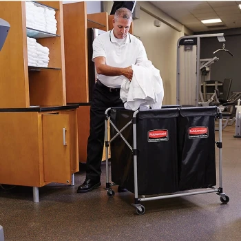 Rubbermaid® 1881781 Laundry Cart - 8 Bushel Collapsible Two Section X-Cart