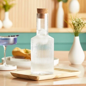 Acopa Lore 26 oz. Fluted Glass Carafe with Cork Lid - 6/Case