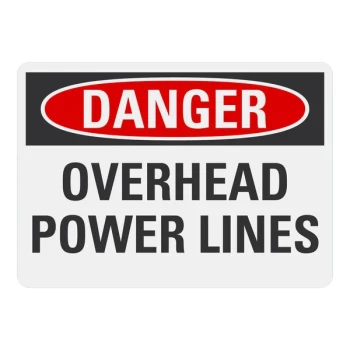 Lavex 14" x 10" Non-Reflective Adhesive Vinyl "Danger / Overhead Power Lines" Safety Label