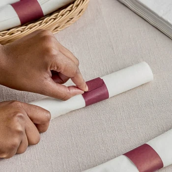 Choice Burgundy Self-Adhering Customizable Paper Napkin Band - 20,000/Case