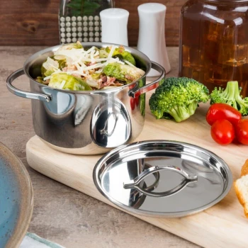 American Metalcraft MPL14 14 oz. Mini Stainless Steel Pot and Lid