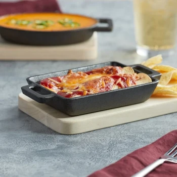 Valor 10 oz. Pre-Seasoned Mini Cast Iron Rectangular Casserole Dish - 12/Case