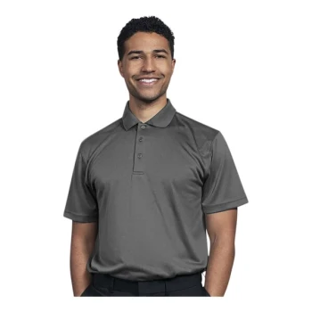 Uncommon Chef 50TJ01-R Men's Customizable Gray Short Sleeve Moisture Wicking Polo Shirt - Polyester - L