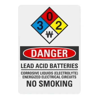 Lavex 14" x 10" Non-Reflective Plastic "Danger / Lead Acid Batteries / Corrosive Liquids (Electrolyte) / Energized Electrical Circuits / No Smoking" Safety Sign