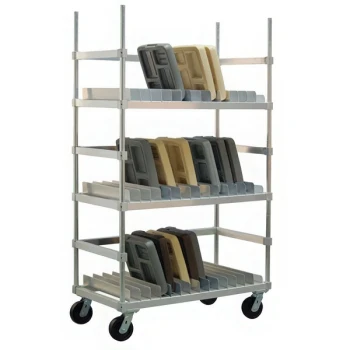 Lakeside PBTDR84 PrisonBilt 84 Tray Heavy-Duty Aluminum Adjustable Tray Drying Rack - 24" x 48" x 80"