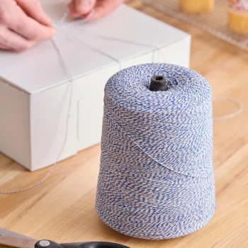 Baker's Lane Blue and White Variegated Polyester Cotton Blend Baker's Twine 2 lb. Cone