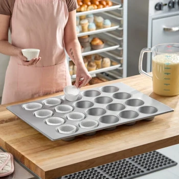 Baker's Lane 20 Cup 8.2 oz. Glazed Aluminized Steel Pecan Roll / Jumbo Muffin Pan - 26 inch x 18 inch