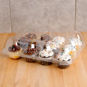 Inno-Pak 12 Compartment Clear Hinged High Dome Cupcake Container - 5/Pack