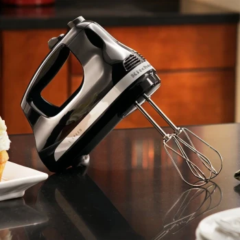 KitchenAid KHM512OB Ultra Power Onyx Black 5 Speed Hand Mixer with Stainless Steel Turbo Beaters - 120V