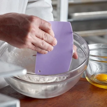 Choice 5 1/2" x 3 3/4" Purple Plastic Straight Edge Allergen-Free Bowl Scraper