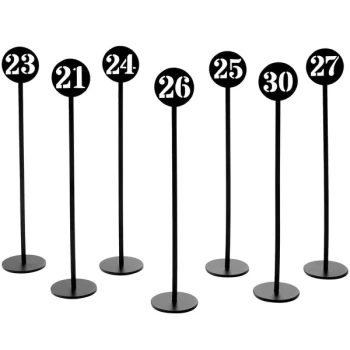 American Metalcraft NSB30 Black Stamped-Out Number Table Stands - 21 to 30