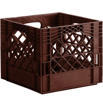 Brown 16 Qt. Square Milk Crate - 13" x 13" x 11"