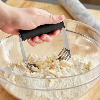 Choice Stainless Steel Pastry Blender with 5 Blades and Black Non-Slip Handle