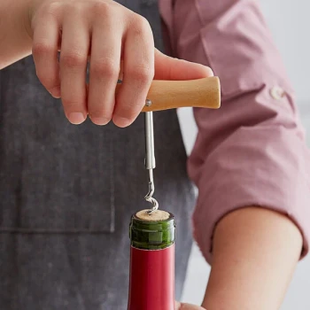 Acopa T-Style Stainless Steel Corkscrew with Wood Handle