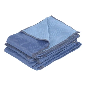 Vestil 72" x 80" All-Weather Blue Non-Woven Fabric Moving Blanket QPC-7280-UP-4PK - 4/Case