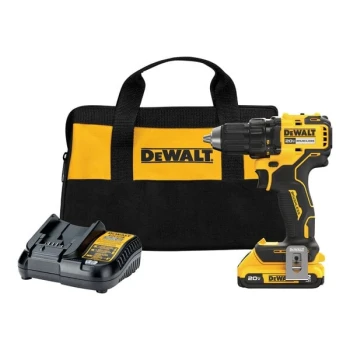 DeWalt 20V MAX 1/2" Variable Speed Cordless Brushless Compact Drill / Driver Kit with Rechargeable 2.0 Ah Lithium-Ion Battery, Charger, and Storage Bag DCD793D1