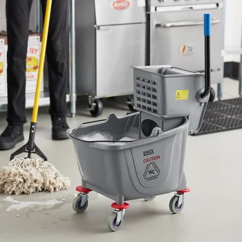 Lavex 35 Qt. Gray Mop Bucket & Side Press Wringer Combo