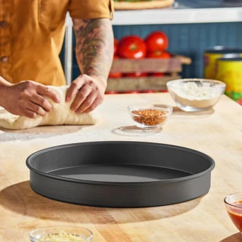 American Metalcraft HC80142 14 inch x 2 inch Hard Coat Anodized Aluminum Straight Sided Cake / Deep Dish Pizza Pan
