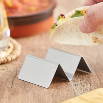 Choice 2" x 2" x 1" Stainless Steel Mini Taco Holder with 1 or 2 Compartments