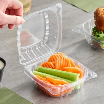 Dart C53PST1 ClearSeal Hinged Lid Plastic Container 5 3/8" x 5 1/4" x 2 5/8" - 500/Case